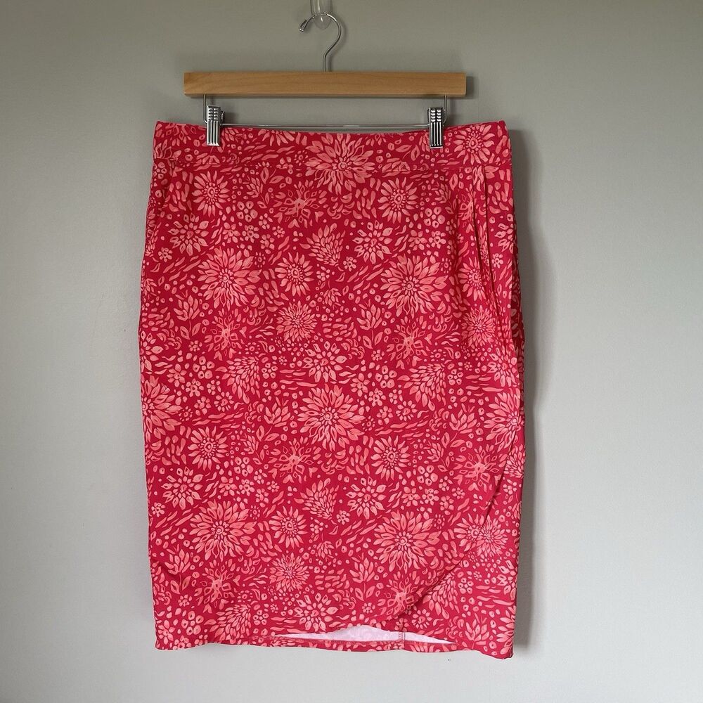 Ripskirt Hawaii Wrap Skirt Pink Floral Pattern Knee Length Women's Size Large